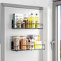 Mystozer 2 Pack Magnetic Spice Rack Organizer,Space Saver for Refrigerator and Microwave Oven, Magnetical Fridge Shelf for Jars,Seaoning,tins and Utensils (Black)