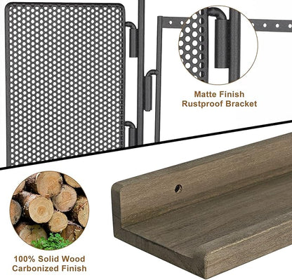 SOLIMINTR Hanging Jewelry Organizer Wall Mount Holder with Rustic Wood Shelf, Ring Display Box, Ear Studs Earring Holder, Rotating Necklace for Gothic Goth Accessories