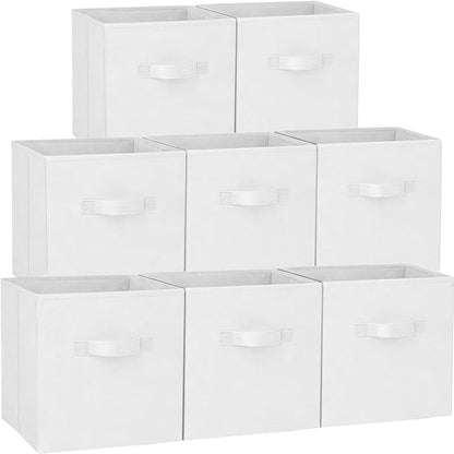 Criusia Storage Cubes - 11 Inch Heavy Duty Fabric Storage Bins for Shelves Closet Cube Organizer - 8 Pack Collapsible Cube Storage Bins Baskets for Clothes Blankets Toys - Nursery Organization (White)