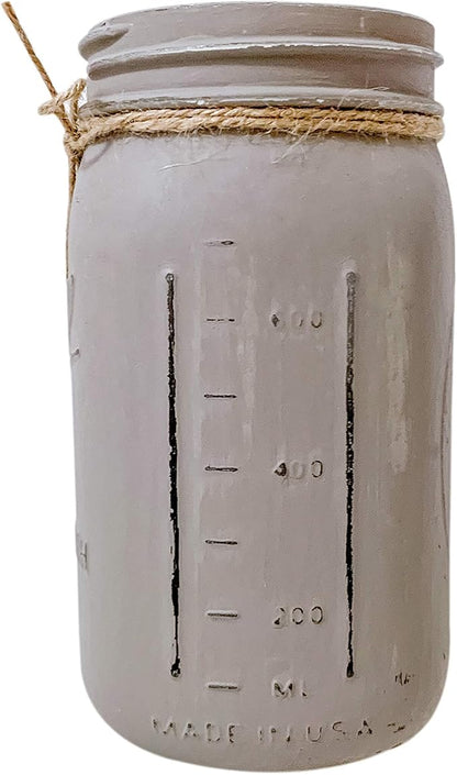 Painted Mason Jar Utensil Holder for Kitchen Counter, 32 oz. Wide Mouth Mason Jar Utensil Holder, Rustic Mason Jars for Centerpieces Rustic Farmhouse Style Mason Jar Decor for Kitchen