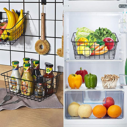 Wire Baskets for Organizing Household 4 Pack Pantry Baskets For Storage Pantry Wire Black Metal Storage Bins