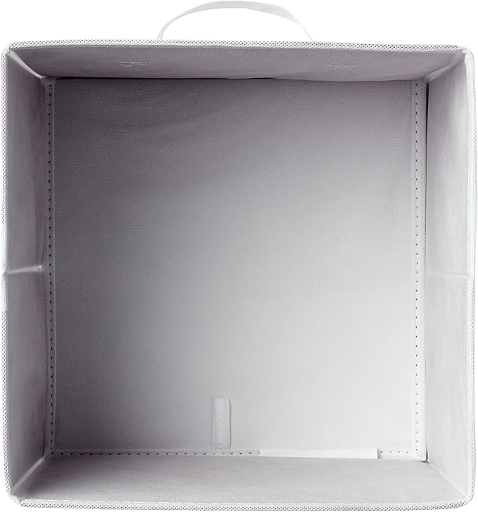 Amazon Basics Collapsible Fabric Storage Cubes Organizer with Handles, Sturdy Storage Bins, White, 10.5-x-10.5-x-11-inch, 6-Pack