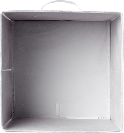 Amazon Basics Collapsible Fabric Storage Bins with Handles, Cube Organizer, 13"x13"x13", White, 6-Pack