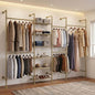F4 Wall Mounted Closet System, Industrial Pipe Clothing Rack for Hanging Clothes, Heavy Duty Closet Organizer System, Clothes Racks with Shelves & Expandable Rod for Wardrobe, Corner, Gold
