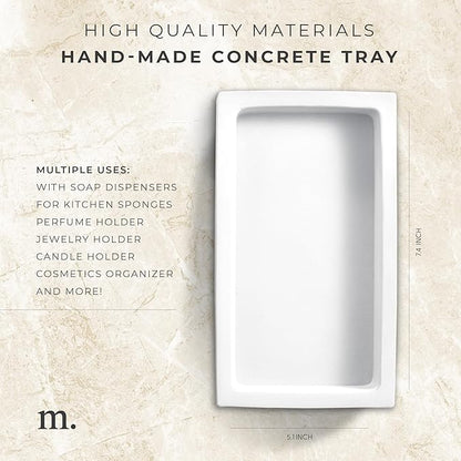 MaisoNovo Concrete White Tray for Bathroom CounterTop | Bathroom Trays for Counter | Soap Tray for Kitchen