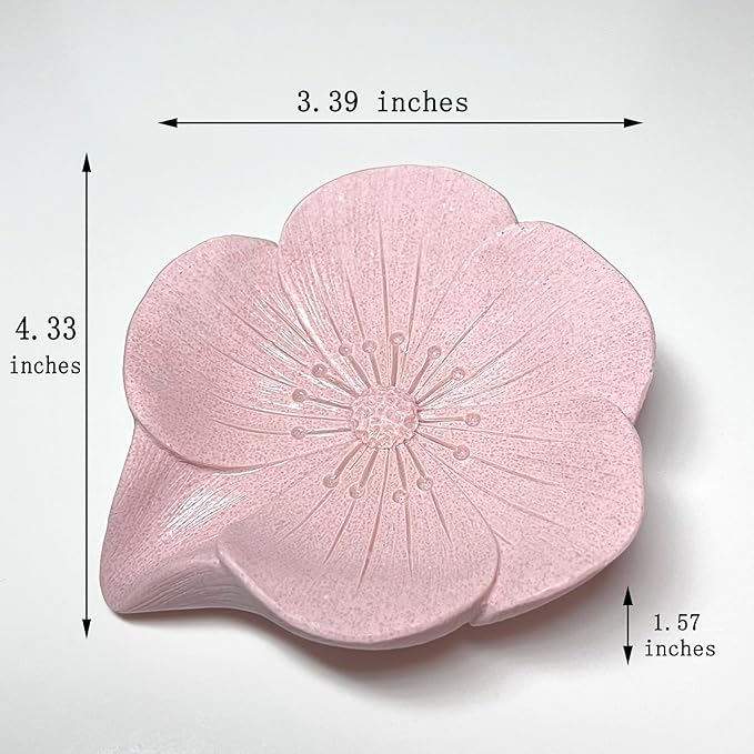 Soap Dish Soap Holder Self-Draining Soap Dish, Resin Bar Soap Holder, Plum Blossom Shape Soap Tray Soap Saver for Bathroom,Kitchen,Sink,Bathtub,Easy Cleaning and Keep Dry