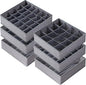 Criusia 6 Pack Large Drawer Organizer for Sock Underwear - Washable Heavy Duty Fabric Closet Organizers and Storage Bins - 90 Cells Dresser Organizer Divider for Baby Clothes, Ties, Belt (Grey)