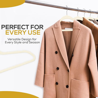 Techzoo Premium Velvet Hangers 30 Pack Ultra Thin Non Slip Adult Felt Space Saving Suit Hanger for Closet Heavy Duty Coat Pants Jackets Dress Hangers 360° Swivel Hook Hold Upto 10 lbs Ivory