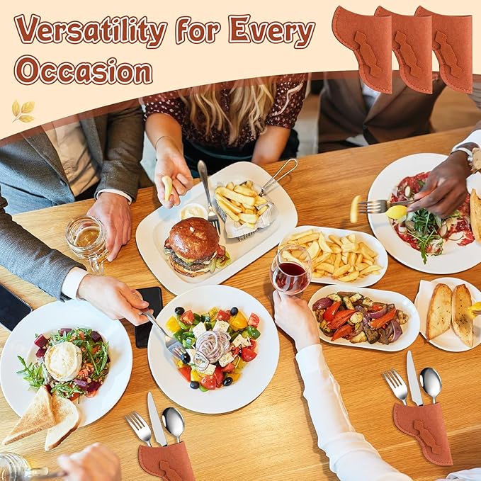 50 Pieces Cowboy Holster Silverware Holders Felt Western Party Tableware Supplies Cutlery Sleeve Knife and Fork Holder Vintage Utensil Holders for Western Rodeo Party Favors