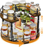 2 Tier Lazy Susan Organizer Turntable for Cabinet U-Shape Spinning Makeup Organizer 11.8" Rotating Spice Rack Height Adjustable, Pantry, Kitchen Countertop, Party, Bedroom