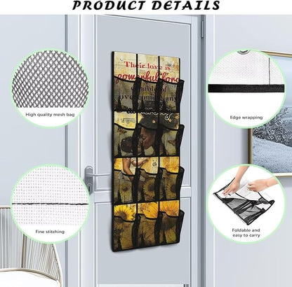 Mother's Day Print 1 Packs Narrow Over the Door/Wall Shoe Organizer,Nursery Organization,Over The Door Organizer,Small Hanging Shoe Rack for Closet with Mesh Pocket for Bathroom