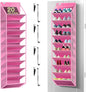 Kotkn 10 Tier Over The Door Organizer - Heavy Duty Hanging Storage Rack with Sturdy Oxford Fabric, Holds 20+ Pairs of Footwear, Boots & Sneakers, Saves 50% Closet Space! (Pink)