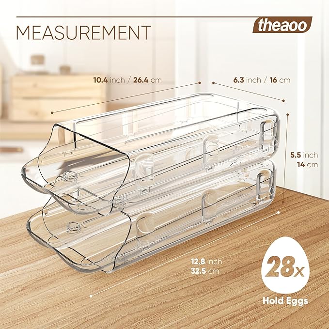 theaoo Soda Can Dispenser for Refrigerator with Lids AND Egg Holder for Fridge