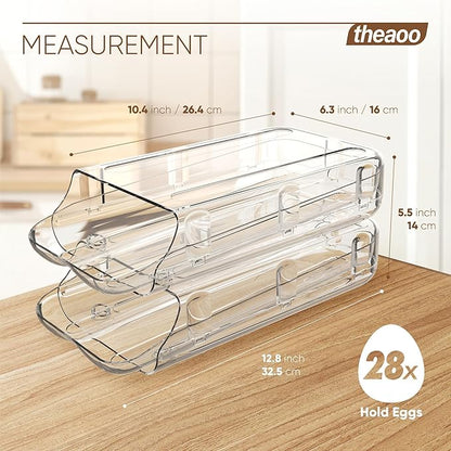 theaoo Soda Can Dispenser for Refrigerator with Lids AND Egg Holder for Fridge