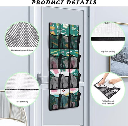 Rabbit Over the Door Shoe Organizer,12 Large Breathable Mesh Pockets,Space Saving Hanging Storage Holder,Closet Rack Hanger Hangs on Closets for Shoes,Accessories,Home Essentials