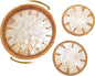 6" Mini Lazy Susan Turntable with 2 Rattan Coasters – Mother of Pearl Rotating Tray for Coffee Bar, Vanity, or Tabletop – Small Boho Decor for Condiments, Perfume & Jewelry Display