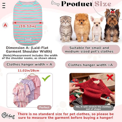 Weysat 12 Pcs Pink Dog Clothes Hangers 11'' Non-Slip & 360° Swivel Velvet Small Pet Hangers for Cats/Dogs with Rustproof Metal Hooks, Space-Saving for Home Storage & Grooming Salons Minimalism