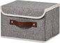 Storage Bins Box with Lids Decorative Cotton Linen Fabric Baskets Cubes with Handles PP Plastic Board Foldable Washable Lidded Clothing Shelf Closet Organizer Container (Gray, Small)