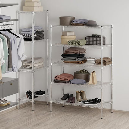Wire Shelving Kit | NSF Commercial Storage Rack Unit (5-Tier | 64" Height, 21" Deep x 42" Wide)