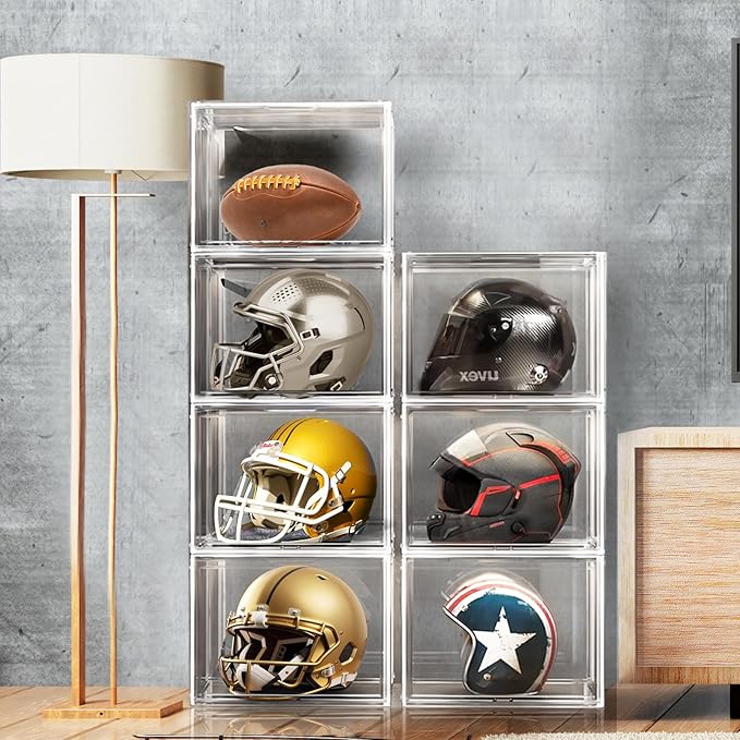 DAOOH 5 Pack XXX-Large Extra Large Acrylic Display Case 17''x13''x13'' Transparent Shoe Display Case Sneaker Storage Clear Stackable Boot & Shoe Boxes Large Showcase for Helmet, Figures Collectibles