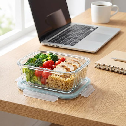 5-Packs, 36 Oz Glass Meal Prep Containers with Snap Locking Lids Glass Food Containers,Airtight Lunch Container,Microwave, Oven, Freezer and Dishwasher
