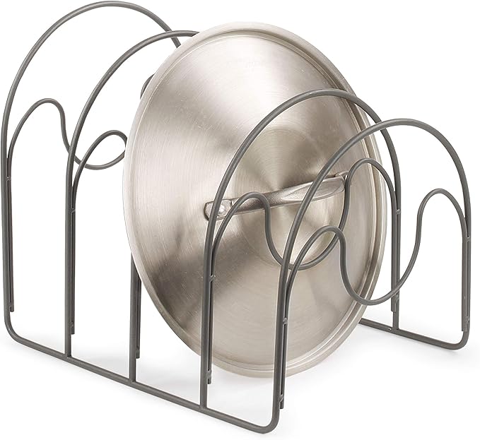 Spectrum Diversified Arc Lids for Pots & Pans, Storage & Organization, in-Cabinet Skillet & Bakeware Organizer, Sturdy Steel Kitchen Cupboard Organi, Medium, Industrial Gray (A50176)