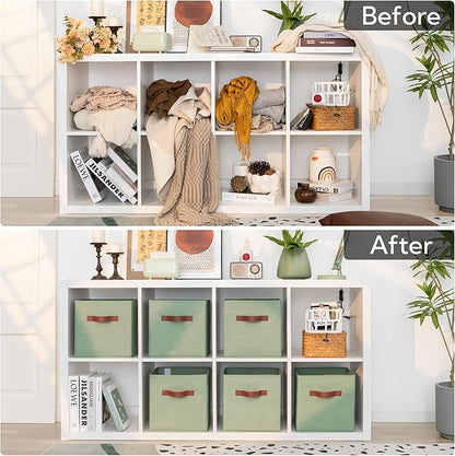 GRANNY SAYS 11 Inch Cube Storage Bins, Collapsible Fabric Storage Cubes with Handle, Closet Baskets for Organization, Storage Cubes for Shelves, Closet, Sage Green, 6-Pack