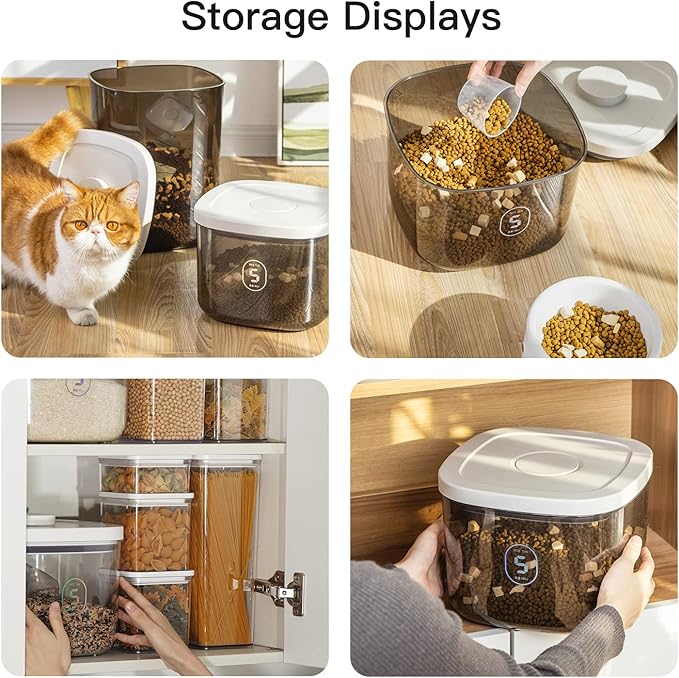 25 lbs Rice Dispenser,10.5 Qt/10 L/22-25 lbs Rice Container Storage with Measuring Cup & Brush Food Cereal Container Bins Household for Kitchen Pantry Organization (AY-10KG-GREY)