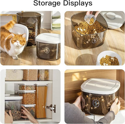 25 lbs Rice Dispenser,10.5 Qt/10 L/22-25 lbs Rice Container Storage with Measuring Cup & Brush Food Cereal Container Bins Household for Kitchen Pantry Organization (AY-10KG-GREY)