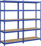 Topeakmart 2PCS 5-Tier Utility Shelves, Metal Storage Shelves Garage Shelving Unit Adjustable Garage Storage Shelves Storage Racks Heavy Duty Shed Shelving- Blue, 35.5 x 17.5 x 72 Inch