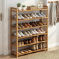 Bamboo Wooden Shoe Rack, Shoe Organizer with Smooth Painted Surface Finishe, Space-Saving Shoe Shelf for Entryway, Living Room, Bedroom (Natural, 6-Tier-27x10x36in)
