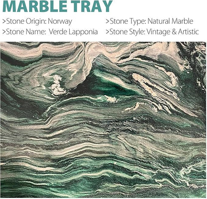 Koville Norway Natural Marble Tray, 12"x6" Vanity Decorative Tray for Countertop Organizer, Catchall Tray for Perfume, Candles, Jewelry Dish
