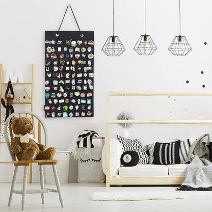 PACMAXI Hanging Brooch Pin Organizer, Display Pins Storage Case, Brooch Collection Storage Holder, Holds Up to 96 Pins.(Not Include Any Accessories) (S-96 Slots, Dark gray, Small)