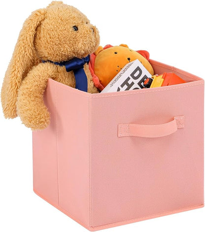 Stero Fabric Storage Bins 6 Pack Fun Colored Durable Storage Cubes with Fabric Handles Foldable Cube Baskets for Home, Kids Room, Closet and Toys Organization Peachpuff