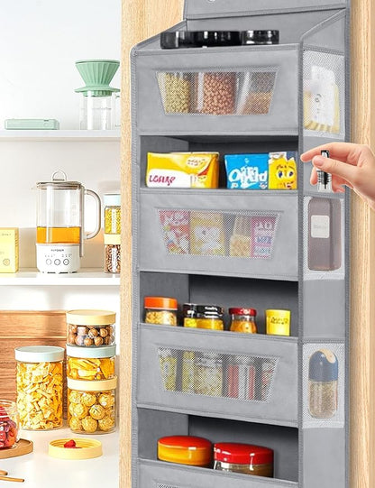 Meolsaek Over the Door Organizer, 5 Tier Back of Door Organizer, 46lbs Load and Anti-Tilt Design, Hanging Door Organizer Perfect for Closet Organizers, Bathroom Storage