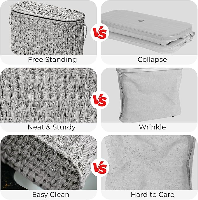 GRANNY SAYS Toilet Paper Storage Basket with Lid and Handle, Durable Toilet Paper Holder, Waterproof Bathroom Organizers and Storage, Wicker Basket for Bathroom Storage, Grey