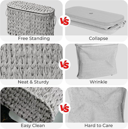 GRANNY SAYS Toilet Paper Storage Basket with Lid and Handle, Durable Toilet Paper Holder, Waterproof Bathroom Organizers and Storage, Wicker Basket for Bathroom Storage, Grey