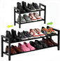 Expandable 2-Tier Shoe Rack Adjustable Shelf Organizer for Entryway Closet Freestanding Narrow Shoe Storage Cabinet for Small Spaces Holds 4-10 Pairs Heels Sneakers (Black, 2 Tier)