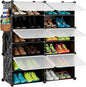 HealSmart Shoe Rack Organizer with Door, Shoe Storage Cabinet, Stackable Plastic Shelves for Closet, Entryway, Hallway, Bedroom, 6-Tier 24-Pair, Black