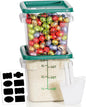 4QT NSF Food Storage Containers: 2 PCS [Food Grade][Hot&Cold Resistant] Commercial Clear Square Food Storage Containers with Scales Handles for Home Restaurant Kitchen Proof Dough(BPA FREE-GREEN)
