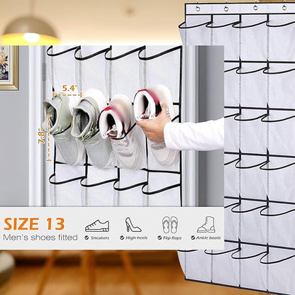 24 Pockets-Door Hanging Shoe Organizer,Underwear Organizer,Sunglasses Storage,Food Snacks Pouches Spice Packets Storage,Shoe Rack,High heel Shoe Organizer with Deep Pockets,Bedroom,Bathroom,Pantry