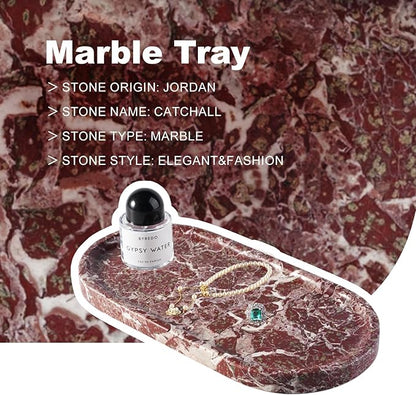 Koville Norway Natural Marble Tray, 12"x6" Vanity Decorative Tray for Countertop, Catchall Tray for Perfume, Candles, Jewelry Dish