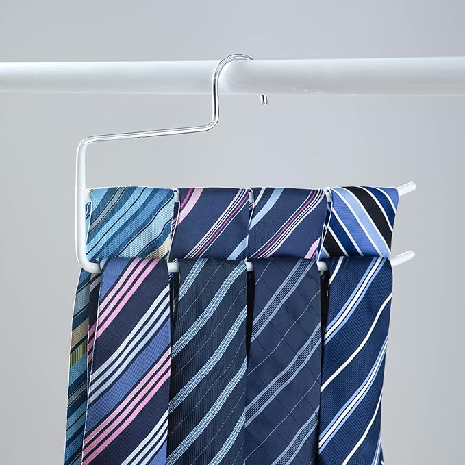 SHIMOYAMA Pants Hangers, 5 Pack, Trouser/Slack Hangers, Open Ended Double Rods Hanger, Space-Saving Clothes Hanger, White