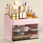HBlife Makeup Organizer for Vanity with 2 Drawers, Large Plastic Bathroom Countertop Cosmetics Organizer Skin Care Storage, Easy to Store Lipsticks, Nail Polishes, Perfumes, Eyeshadow Palettes, Pink