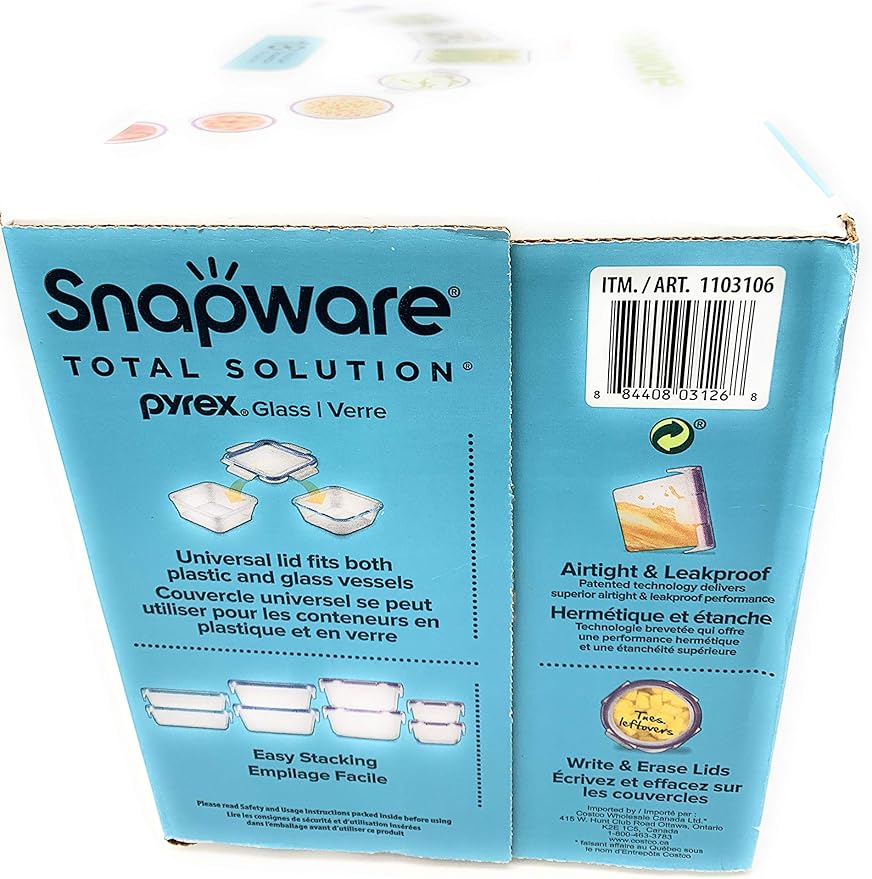 Snapware 18-piece Pyrex Glass Food Storage Set (Purple & Blue)