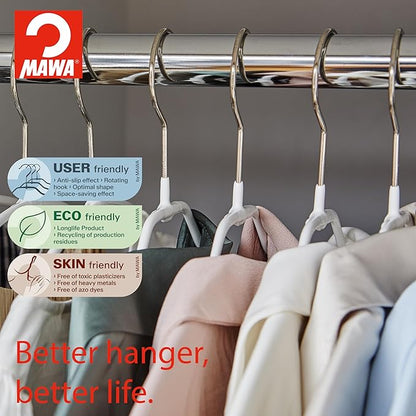 Mawa Reston Lloyd Silhouette Ultra-Thin Series, Non-Slip Space Saving Shirt Hanger, Style 42/FT, Pack of 24, Red, 24 Piece
