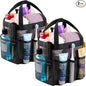 Lifewit Mesh Shower Caddy 2 Packs, Freestanding Portable Shower Tote Bag for Dorm, Bathroom, Gym, Travel, Quick Dry Hanging Organizer with 7 Storage Pockets for Toiletry Essentials, Black