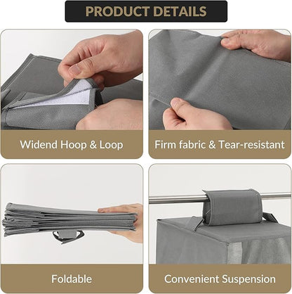 Garvee 3-Tier Hanging Shoe Organizer for Closet, Gray 8-Shelf Storage Holder with 2 Hooks, No Tools Needed Installation, Space-Saving Shelf for Shoes, Purses, Scarves, Accessories (3 Pack)