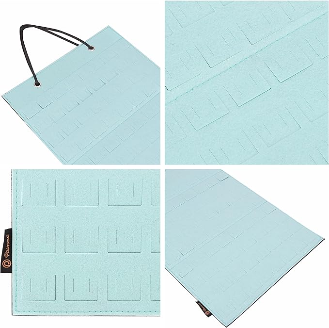 PACMAXI Hanging Brooch Pin Organizer, Display Pins Storage Case, Brooch Collection Storage Holder, Holds Up to 96 Pins.(Not Include Any Accessories) (S-96 Slots, Mint Green, Small)