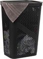 Mind Reader Slim Laundry Hamper with Lid, 60L Clothes Basket, Ventilated Plastic, Black